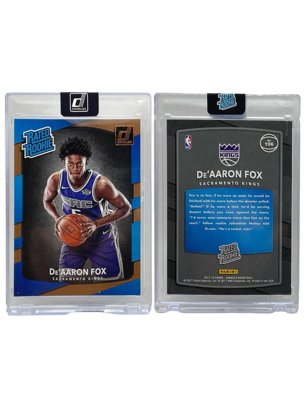 2017-18 Panini Donruss #196 De'Aaron Fox Rated Rookies -True Rookie Card (RC)